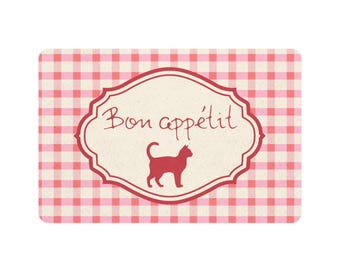 Cottagecore Cat Illustration Pet Food Mat 12x18 | Cat Feeding Mat