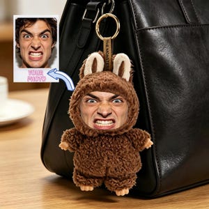 Custom Face Plush Keychain, Labubu Style, Personalized Gag Photo Gift, Weird Layeye GiftCustom, Funny Portrait Keepsake, Gag Gift for Him