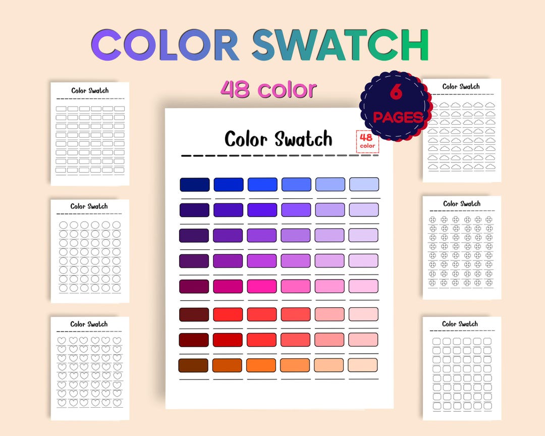 Color Swatch Printable | 48 Color Palette Sheet | Coloring Tools - Etsy