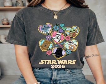 Retro Star Wars 2026 Candy Hearts-shirt, schattige baby Yoda Grogu, Darth Vader Stormtrooper-t-shirt, May The 4th Trip-kleding, Disney Vacation
