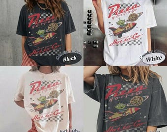 Comfortkleuren retro pizza-shirt Hot To Go Alien, Toy Story Pizza Planet-T-shirt