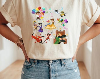 Shirt Pixar-koppels, schattig Disney Valentines-T-shirt, Carl Ellie Up, Wall E Eve, Toy Story Woody Bo Peep, Incredibles, Disney-verjaardagscadeau