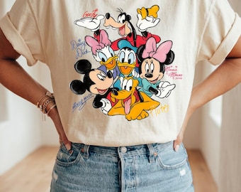 Comfort Colors Micky und Freunde Unterschriften T-Shirt, Retro Mickey & Co Shirt, Disney Familien Reise Shirt, Disneyland Freund Reise 2026
