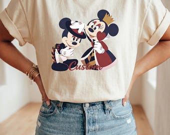 Bijpassend shirt Mickey Alice Couple, outfit Disneyland Magic Kingdom, T-shirt met aangepaste naam