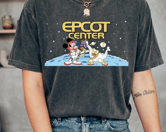 Maglietta Vintage Comfort Colors Disney Epcot Mickey & Dragon Figment Astronaut 1982, Maglietta divertente Mickey And Friends, Maglietta Magic Kingdom