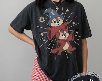 Comfortkleuren Disney Chip N Dale-kostuum Mickey Sorcerer T-shirt, Disney Trip-shirt, Disneyland Family Matching-shirt, Disney 2026-shirt