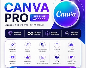 Canva Pro Lifetime Access | Premium Templates & Design Assets | Instant Digital Delivery | 1M+ Creative Resources