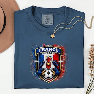 France Soccer Mascot Shirt, 2026 World Tournament Graphic Tee, Football Jersey Style image 2
