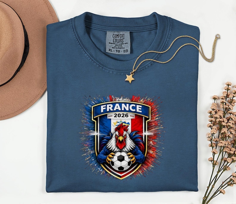France Soccer Mascot Shirt, 2026 World Tournament Graphic Tee, Football Jersey Style image 2