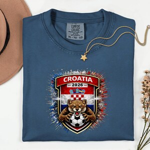 Croatia Mascot Soccer Shirt, 2026 World Tournament Graphic Tee, Comfort Colors Sports Fans image 2