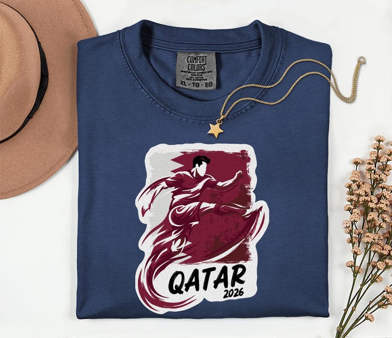 Qatar Soccer 2026 Graphic Tee, Qatari Football Fan Unisex T-Shirt image 12
