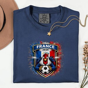 France Soccer Mascot Shirt, 2026 World Tournament Graphic Tee, Football Jersey Style image 4