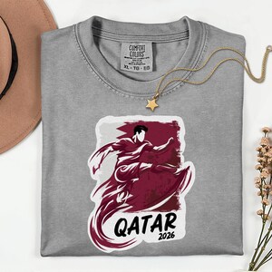 Qatar Soccer 2026 Graphic Tee, Qatari Football Fan Unisex T-Shirt image 1