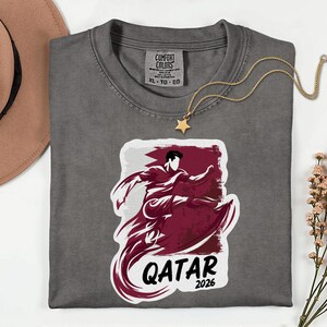 Qatar Soccer 2026 Graphic Tee, Qatari Football Fan Unisex T-Shirt image 11