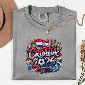 Croatia 2026 Soccer Shirt, Comfort Colors Football Fan Tee image 9