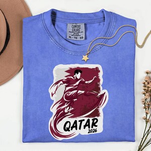 Qatar Soccer 2026 Graphic Tee, Qatari Football Fan Unisex T-Shirt image 13