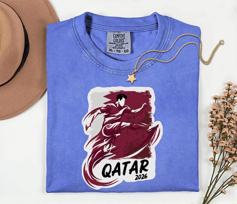 Qatar Soccer 2026 Graphic Tee, Qatari Football Fan Unisex T-Shirt image 13