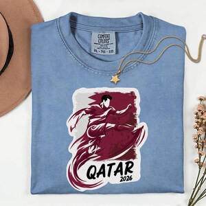 Qatar Soccer 2026 Graphic Tee, Qatari Football Fan Unisex T-Shirt image 4