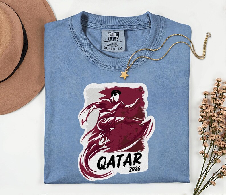 Qatar Soccer 2026 Graphic Tee, Qatari Football Fan Unisex T-Shirt image 4