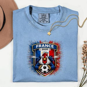 France Soccer Mascot Shirt, 2026 World Tournament Graphic Tee, Football Jersey Style image 7