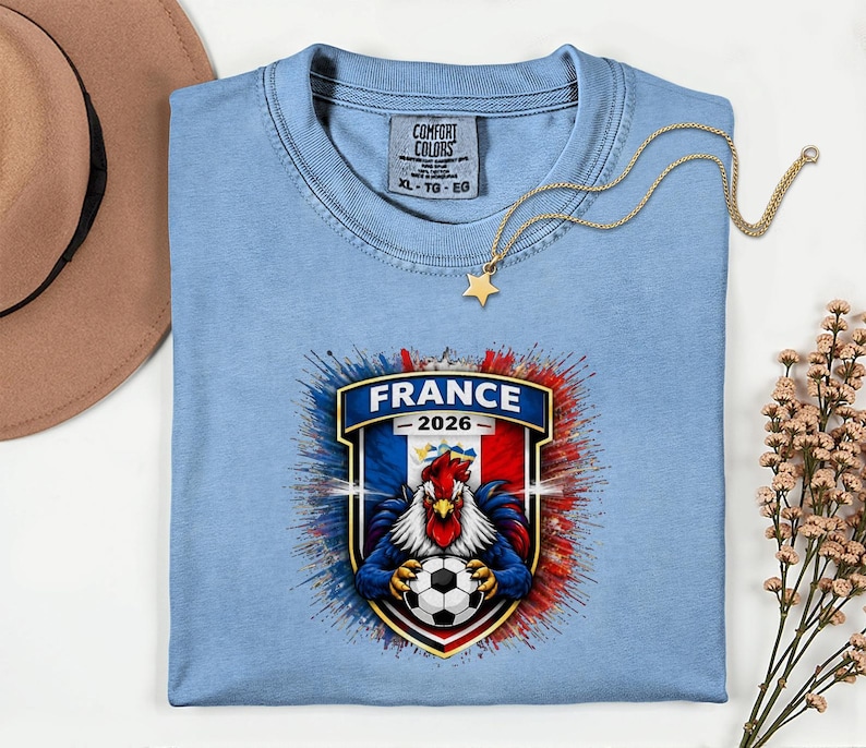 France Soccer Mascot Shirt, 2026 World Tournament Graphic Tee, Football Jersey Style image 7
