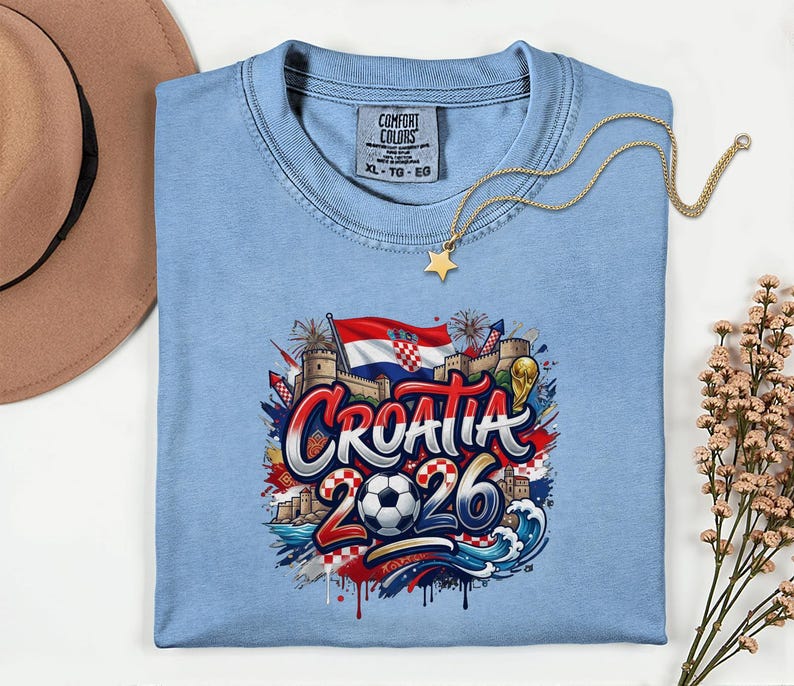 Croatia 2026 Soccer Shirt, Comfort Colors Football Fan Tee image 15