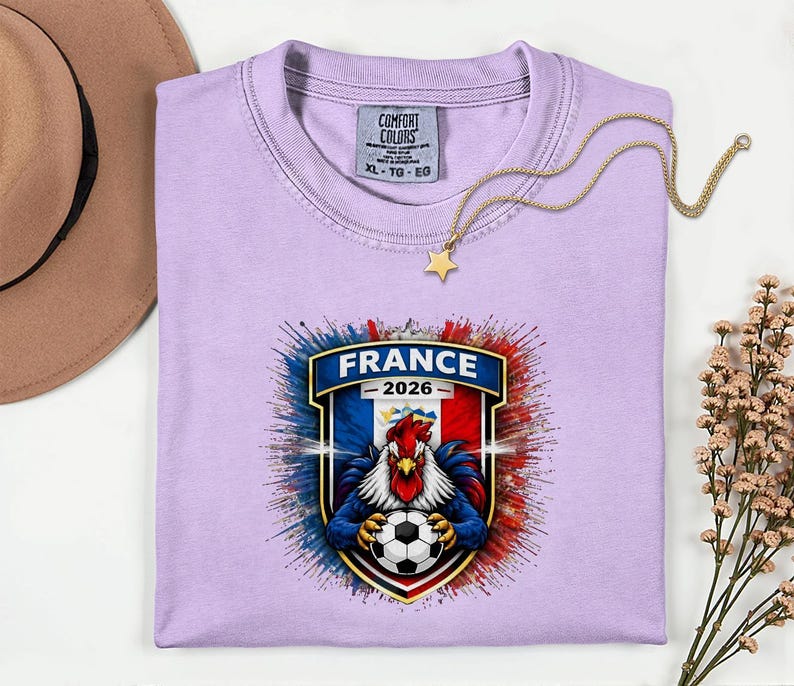 France Soccer Mascot Shirt, 2026 World Tournament Graphic Tee, Football Jersey Style image 5