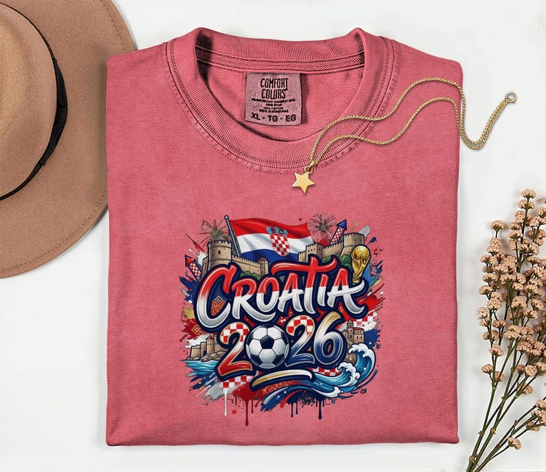 Croatia 2026 Soccer Shirt, Comfort Colors Football Fan Tee image 16