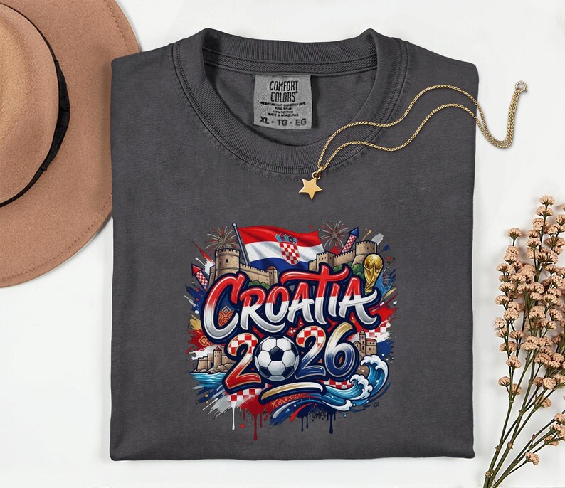 Croatia 2026 Soccer Shirt, Comfort Colors Football Fan Tee image 8