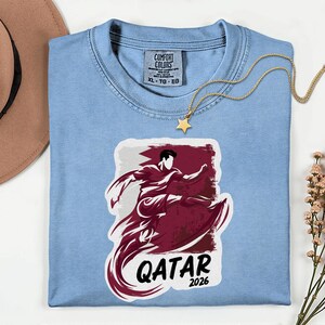 Qatar Soccer 2026 Graphic Tee, Qatari Football Fan Unisex T-Shirt image 10