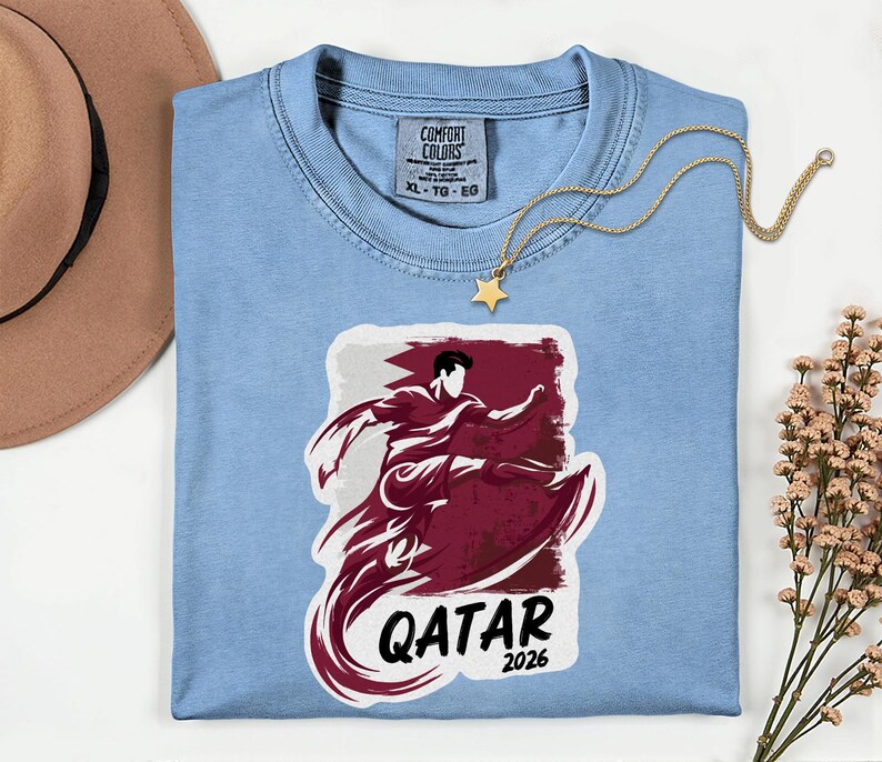 Qatar Soccer 2026 Graphic Tee, Qatari Football Fan Unisex T-Shirt image 10