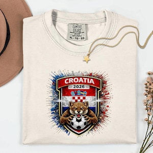 Croatia Mascot Soccer Shirt, 2026 World Tournament Graphic Tee, Comfort Colors Sports Fans image 1