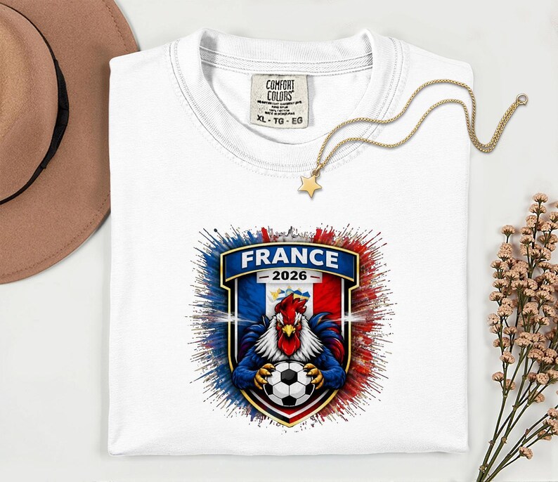 France Soccer Mascot Shirt, 2026 World Tournament Graphic Tee, Football Jersey Style image 9