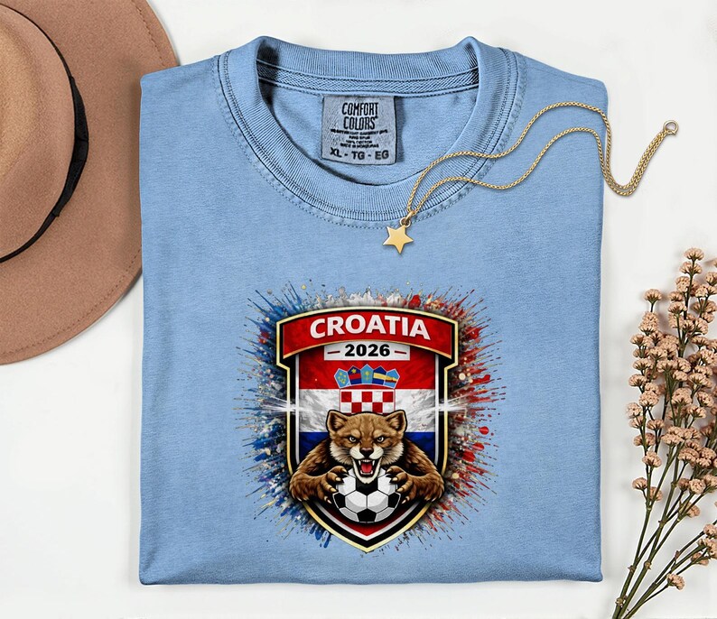 Croatia Mascot Soccer Shirt, 2026 World Tournament Graphic Tee, Comfort Colors Sports Fans image 7