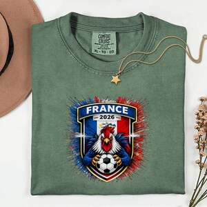France Soccer Mascot Shirt, 2026 World Tournament Graphic Tee, Football Jersey Style image 3