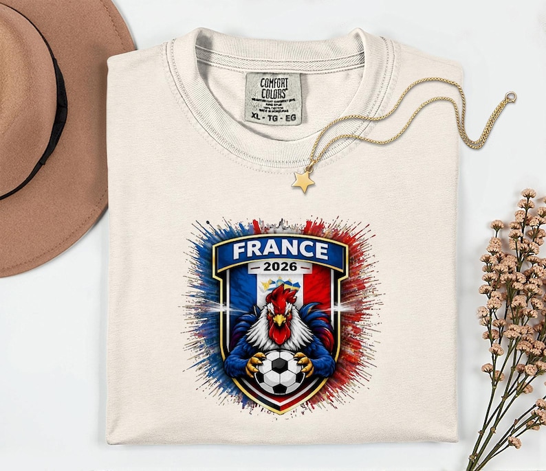 France Soccer Mascot Shirt, 2026 World Tournament Graphic Tee, Football Jersey Style image 1