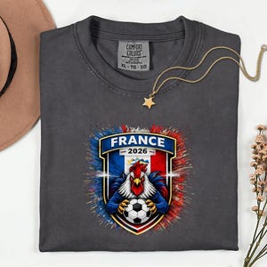 France Soccer Mascot Shirt, 2026 World Tournament Graphic Tee, Football Jersey Style image 16