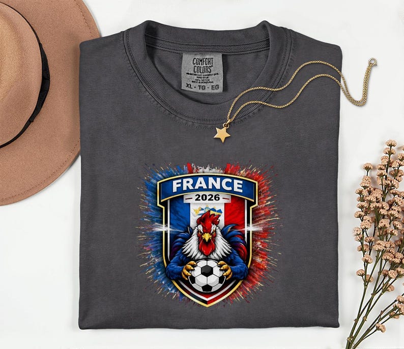 France Soccer Mascot Shirt, 2026 World Tournament Graphic Tee, Football Jersey Style image 16