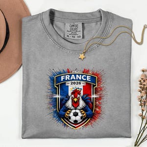 France Soccer Mascot Shirt, 2026 World Tournament Graphic Tee, Football Jersey Style image 17