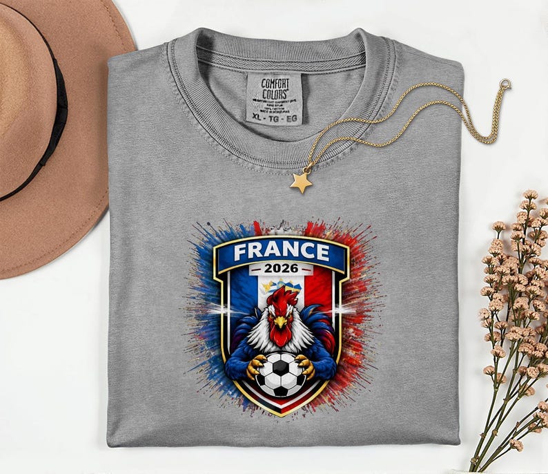France Soccer Mascot Shirt, 2026 World Tournament Graphic Tee, Football Jersey Style image 17