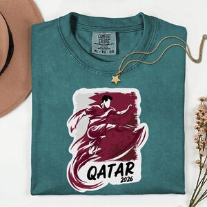 Qatar Soccer 2026 Graphic Tee, Qatari Football Fan Unisex T-Shirt image 3