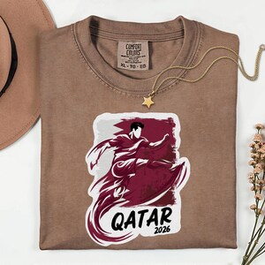 Qatar Soccer 2026 Graphic Tee, Qatari Football Fan Unisex T-Shirt image 7