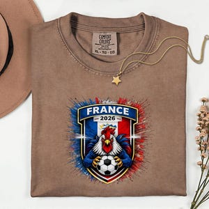 France Soccer Mascot Shirt, 2026 World Tournament Graphic Tee, Football Jersey Style image 14