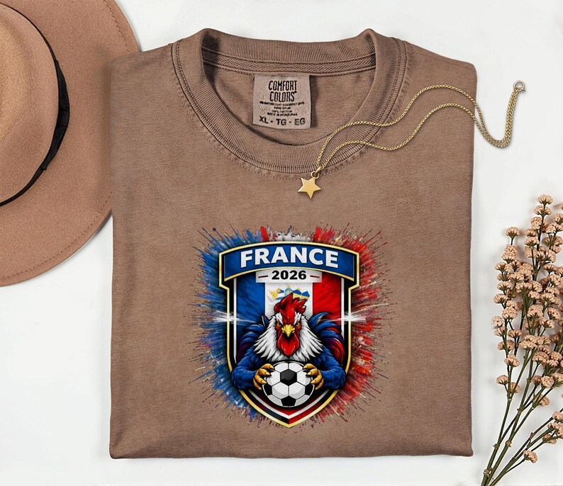 France Soccer Mascot Shirt, 2026 World Tournament Graphic Tee, Football Jersey Style image 14