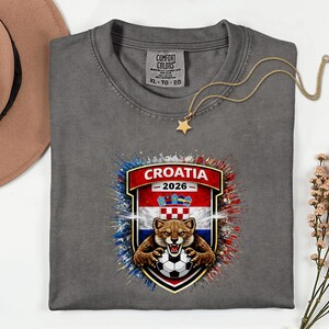 Croatia Mascot Soccer Shirt, 2026 World Tournament Graphic Tee, Comfort Colors Sports Fans image 6