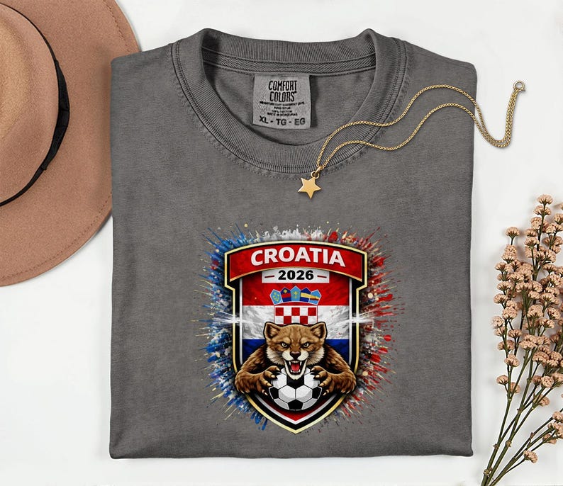 Croatia Mascot Soccer Shirt, 2026 World Tournament Graphic Tee, Comfort Colors Sports Fans image 6