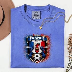 France Soccer Mascot Shirt, 2026 World Tournament Graphic Tee, Football Jersey Style image 15