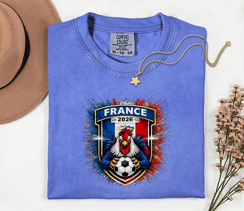 France Soccer Mascot Shirt, 2026 World Tournament Graphic Tee, Football Jersey Style image 15
