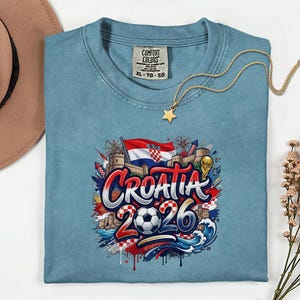 Croatia 2026 Soccer Shirt, Comfort Colors Football Fan Tee image 1