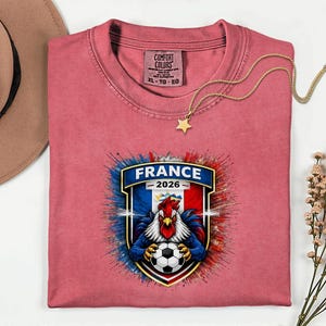 France Soccer Mascot Shirt, 2026 World Tournament Graphic Tee, Football Jersey Style image 8